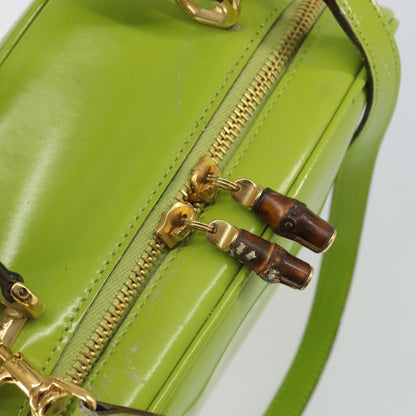 Gucci GUCCI Bamboo Hand Bag Enamel 2way Green Gold 000 2040 0323 Authentic 160576