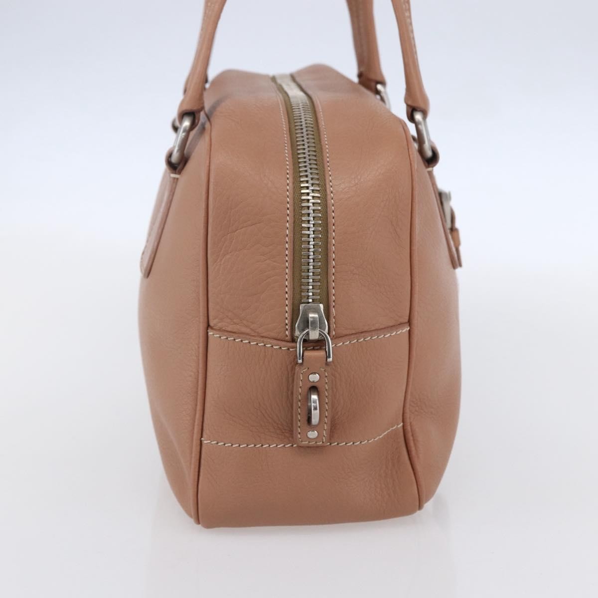 Prada PRADA Hand Bag Leather Silver Beige Authentic ka117