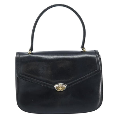 Gucci GUCCI Hand Bag Leather Black Gold Authentic ka2600