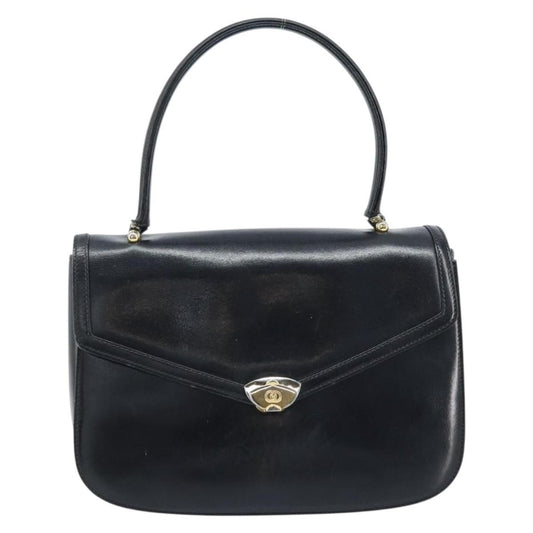 Gucci GUCCI Hand Bag Leather Black Gold Authentic ka2600