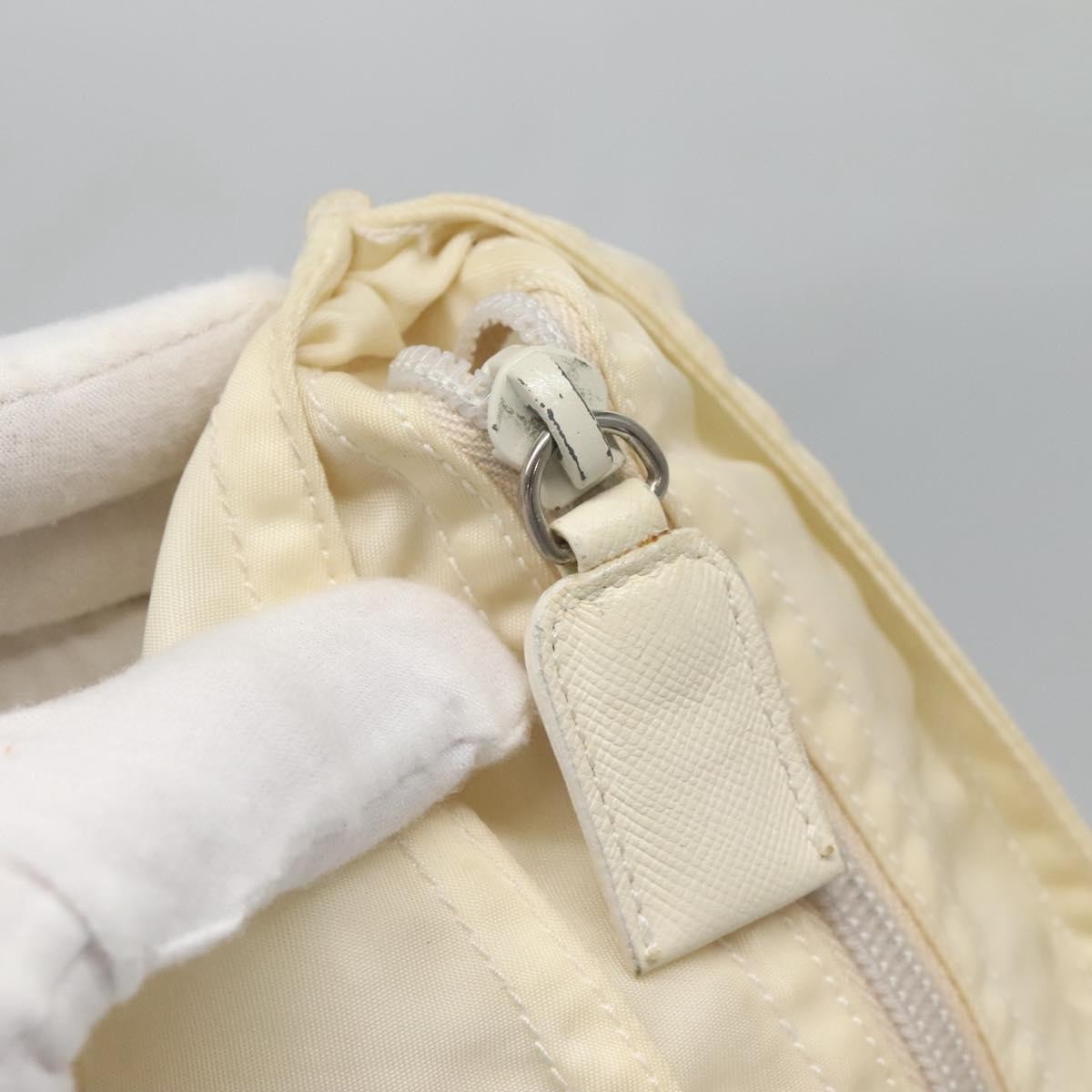 Prada PRADA Tote Bag Nylon Cream Silver Authentic bs26062