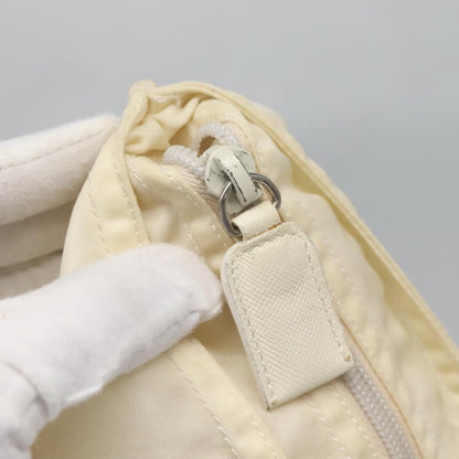 Prada PRADA Tote Bag Nylon Cream Silver Authentic bs26062