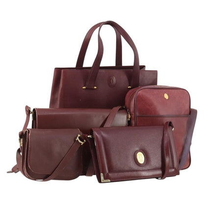 Cartier CARTIER Shoulder Bag Leather 5 Set Bordeaux Gold Authentic mr2108