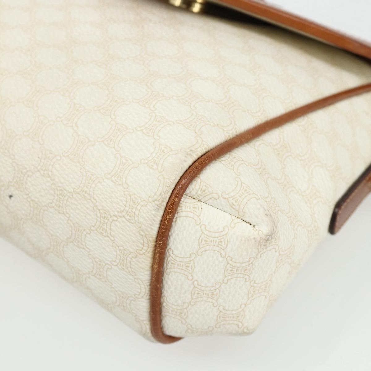 Celine CELINE Macadam Canvas Shoulder Bag PVC Leather White Gold Authentic ep14261