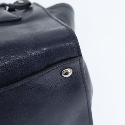 Prada PRADA Hand Bag Leather 2way Navy Gold Authentic BA7315