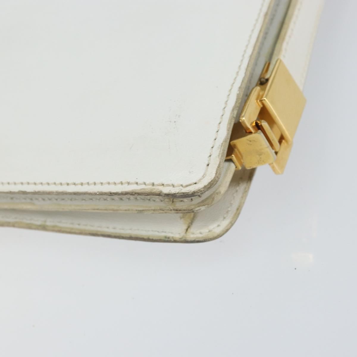 Celine CELINE Shoulder Bag Leather White Gold Authentic 156322