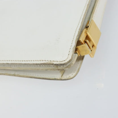 Celine CELINE Shoulder Bag Leather White Gold Authentic 156322
