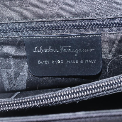 Salvatore Ferragamo Salvatore Ferragamo Vala Shoulder Bag Nylon Black Silver Authentic 162155