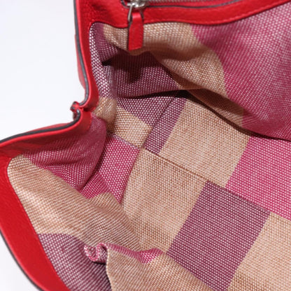 Gucci GUCCI Bamboo Daily Hand Bag Leather 2way Red Silver 392013 Authentic BA6241