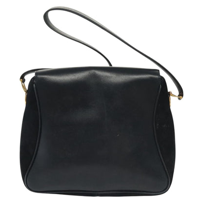 Gucci GUCCI Shoulder Bag Suede Navy Gold Authentic ep10549