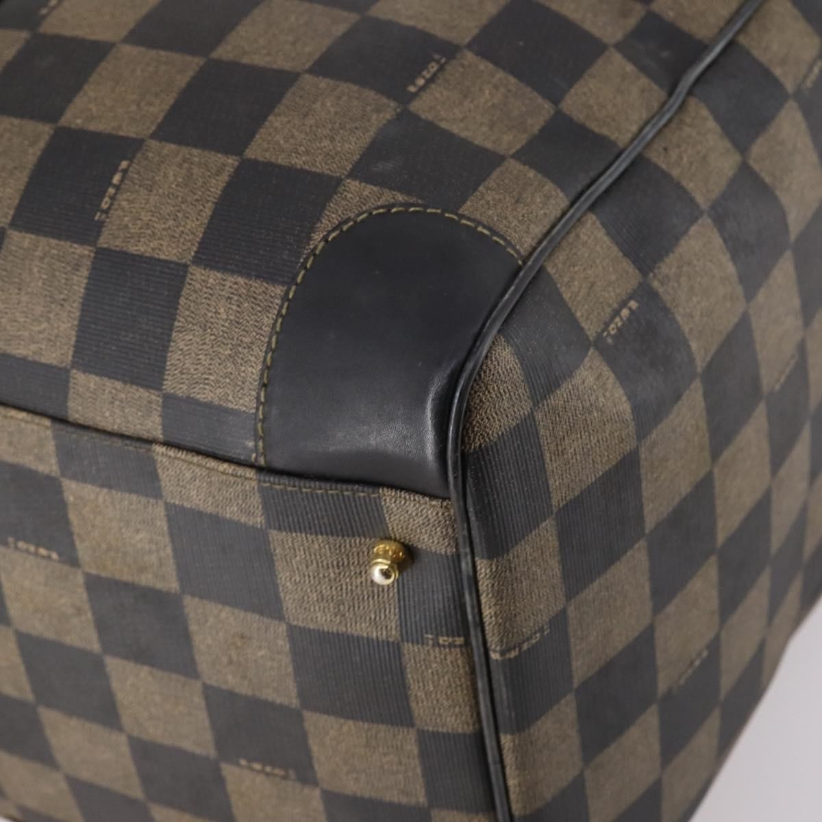 Fendi FENDI Pecan Canvas Boston Bag PVC 2way Black Brown Authentic 141408