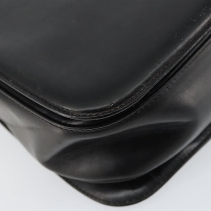 Gucci GUCCI Shoulder Bag Leather Black Gold Authentic 155306
