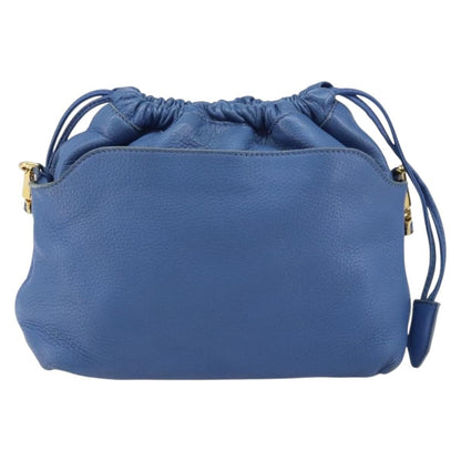Burberry BURBERRY Shoulder Bag Leather Blue Gold Authentic 157793