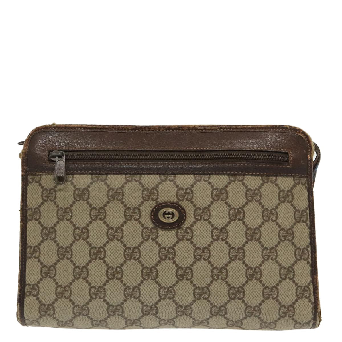 Gucci GUCCI GG Supreme Clutch Bag PVC Beige 97 01 037 Authentic 95525