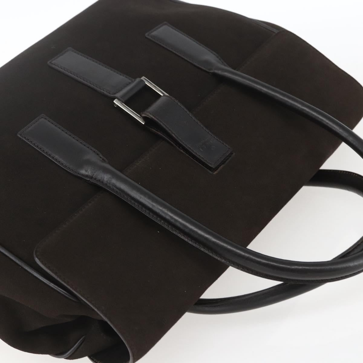 Gucci GUCCI Hand Bag Suede Brown Silver 000 0844 Authentic 166700