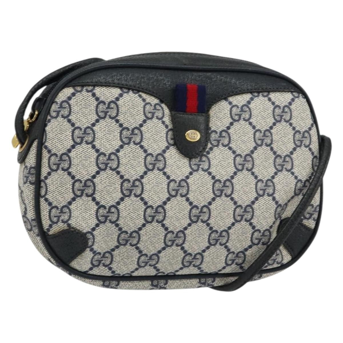 Gucci GUCCI GG Supreme Sherry Line Shoulder Bag PVC Navy Red 89 02 066 Authentic 150546