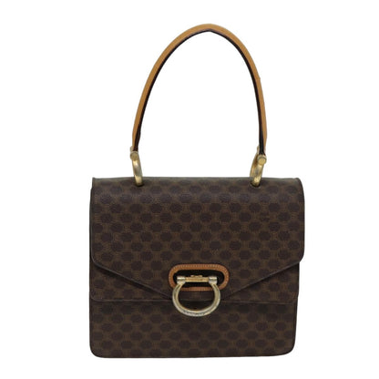 Celine CELINE Macadam Canvas Hand Bag PVC Brown Authentic 76088