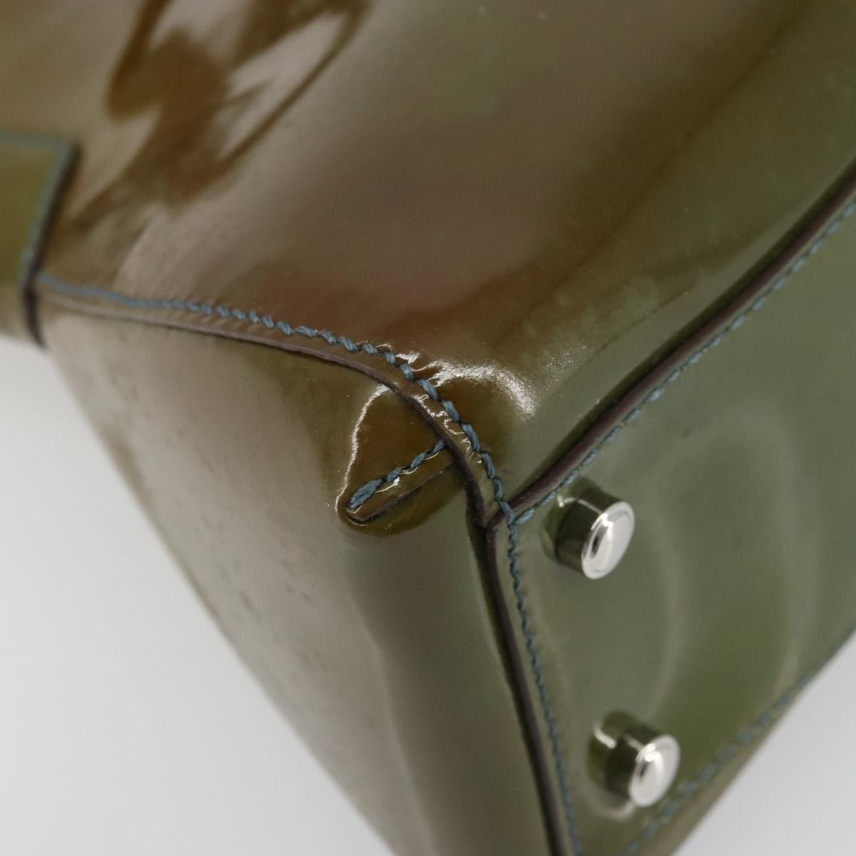 Cartier CARTIER Marcello Hand Bag Patent leather Green Silver Authentic bs34215