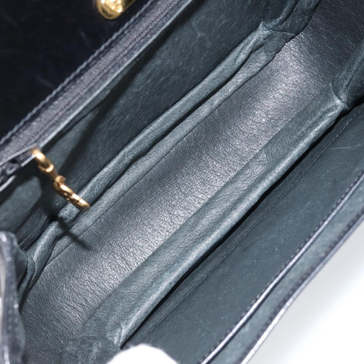 Gucci GUCCI Hand Bag Leather Black Gold Authentic ka2600