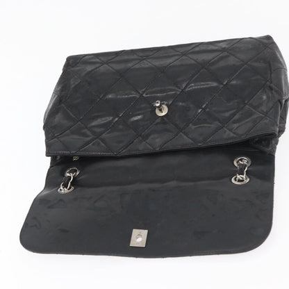 Chanel CHANEL Matelasse Chain Shoulder Bag Patent leather Black Silver CC Authentic 158095