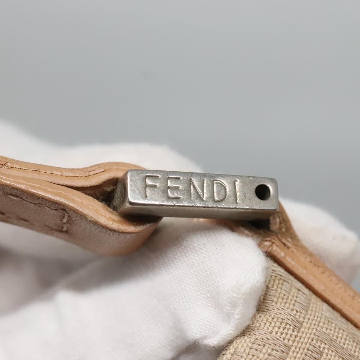 Fendi FENDI Zucchino Canvas Hand Bag Nylon Beige Silver Authentic bs26890