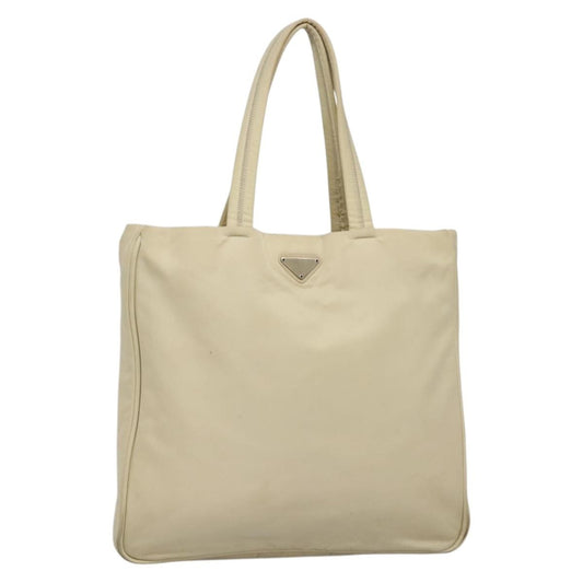 Prada PRADA Tote Bag Nylon Beige Silver Authentic 139071