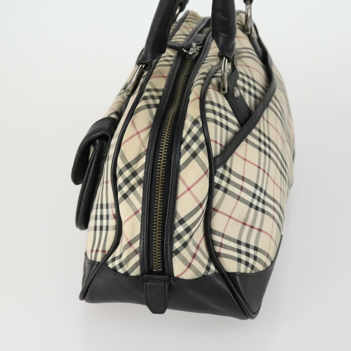 Burberry BURBERRY Nova Check Boston Bag Canvas Leather 2 Set Beige Authentic bs31977