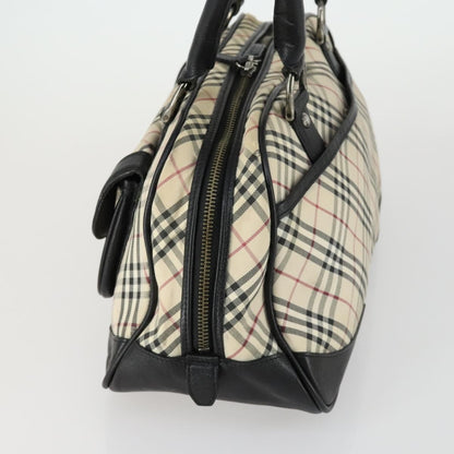 Burberry BURBERRY Nova Check Boston Bag Canvas Leather 2 Set Beige Authentic bs31977