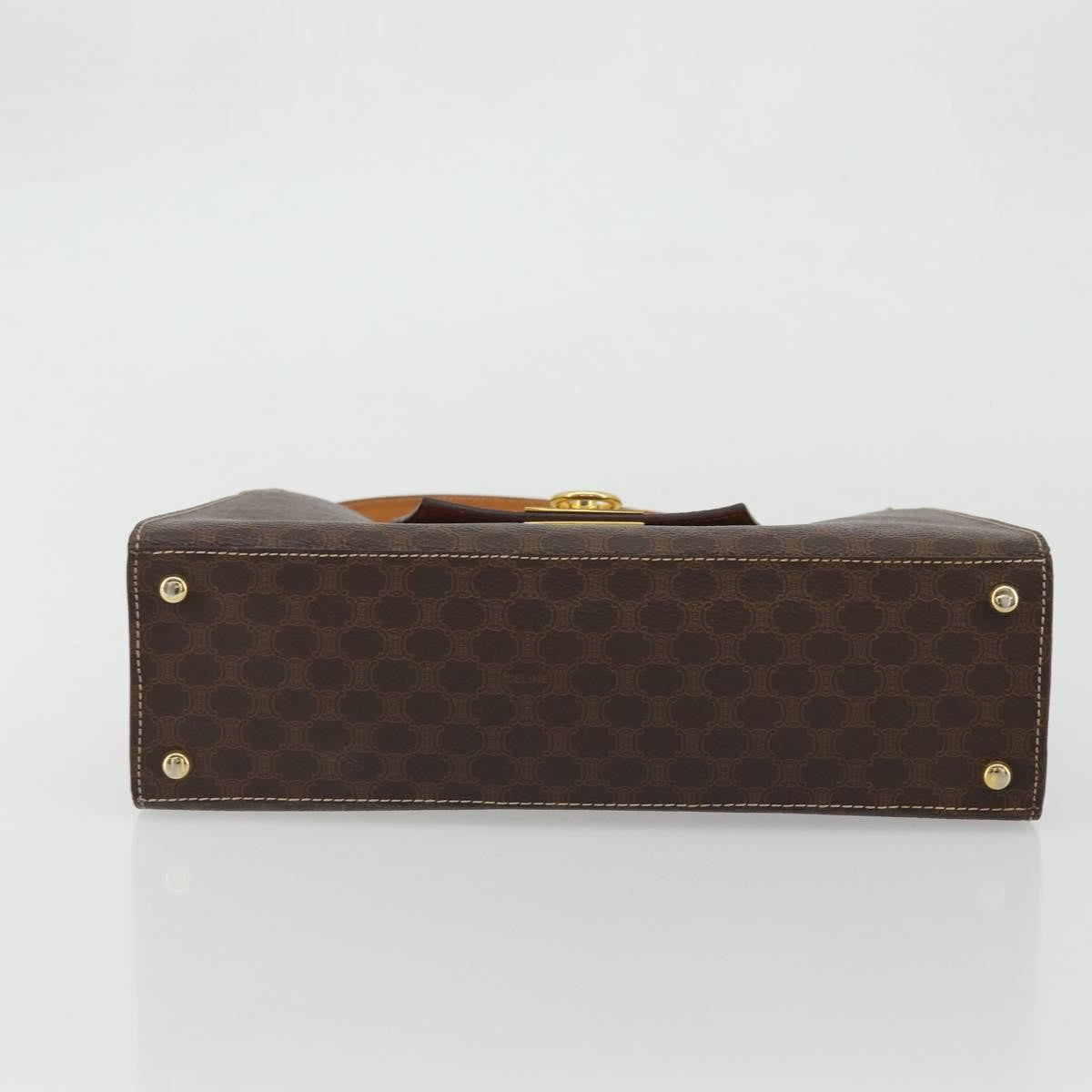 Celine CELINE Macadam Canvas Hand Bag PVC Leather Brown Gold Authentic YKZ1290