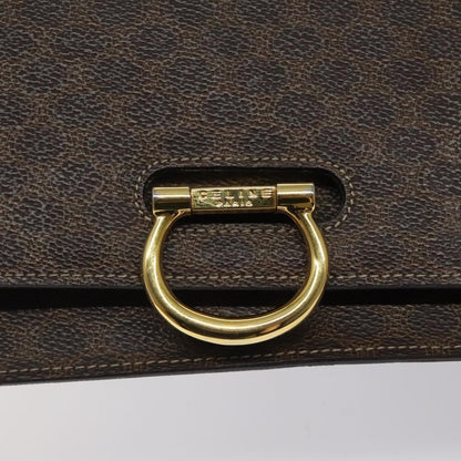 Celine CELINE Macadam Canvas Shoulder Bag PVC Leather Brown Gold Authentic 122137