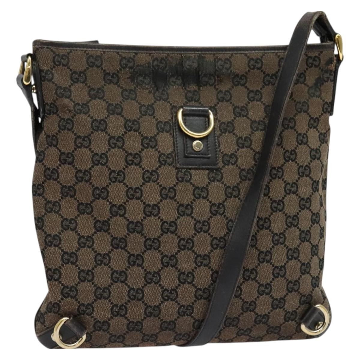 Gucci GUCCI GG Canvas Abbey Shoulder Bag Outlet Brown Gold 272400 Authentic ti3133