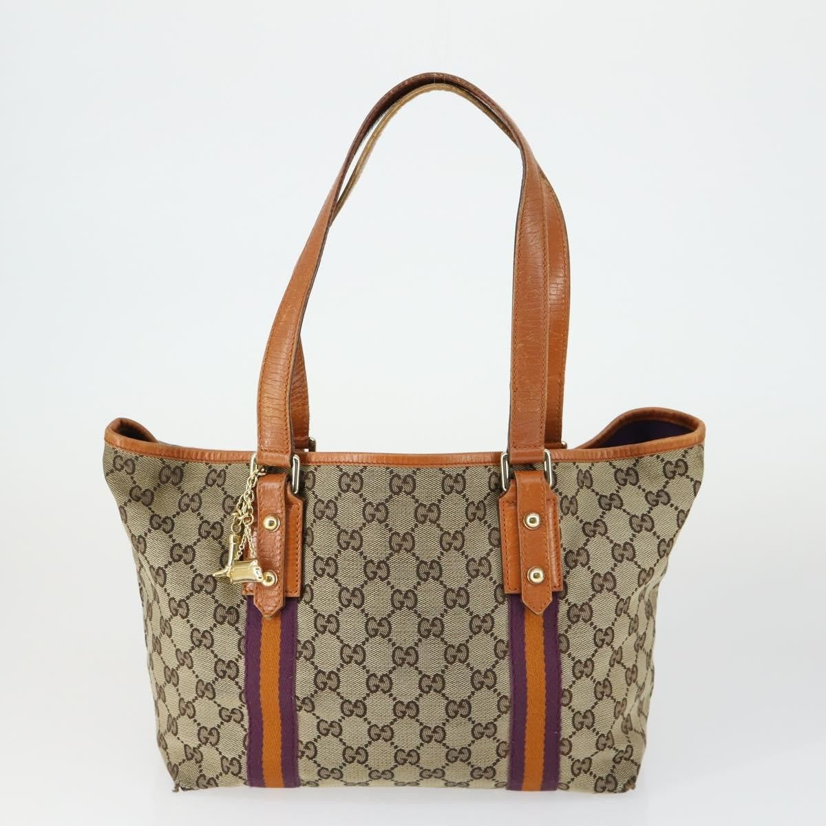 Gucci GUCCI GG Supreme Web Sherry Line Tote Bag PVC 5 Set Beige Red Authentic mr1849