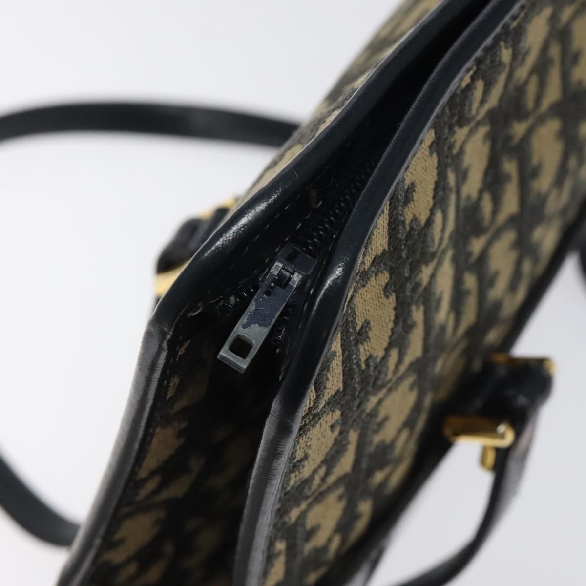 Dior Christian Dior Trotter Canvas Hand Bag Navy Gold Authentic MX415