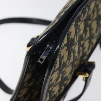 Dior Christian Dior Trotter Canvas Hand Bag Navy Gold Authentic MX415