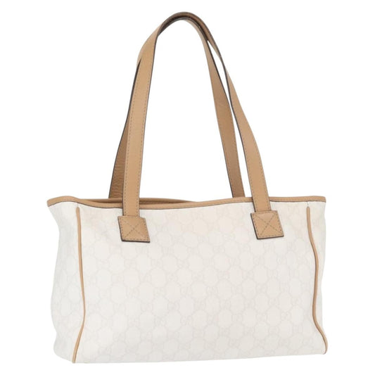 Gucci GUCCI GG Supreme Tote Bag PVC White Gold 264221 Authentic ka1250
