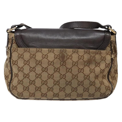 Gucci GUCCI GG Canvas Shoulder Bag Beige Silver Brown 308452 Authentic bs28633