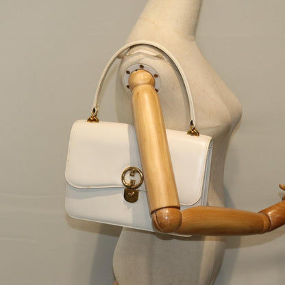 Gucci GUCCI Hand Bag Leather White Authentic yk12076