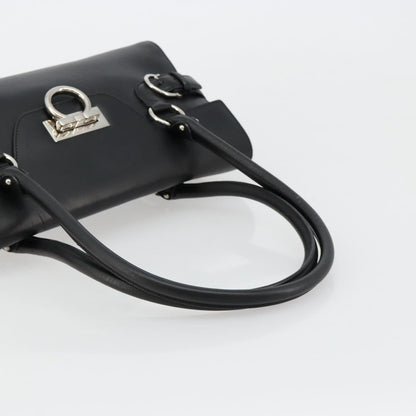 Salvatore Ferragamo Salvatore Ferragamo Gancini Hand Bag Leather Black Silver Authentic 180592