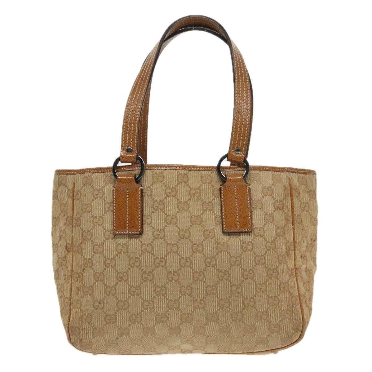 Gucci GUCCI GG Canvas Hand Bag Brown Silver 113019 3444 Authentic 94718
