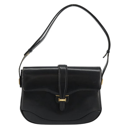 Gucci GUCCI Shoulder Bag Leather Black Gold Authentic 177992