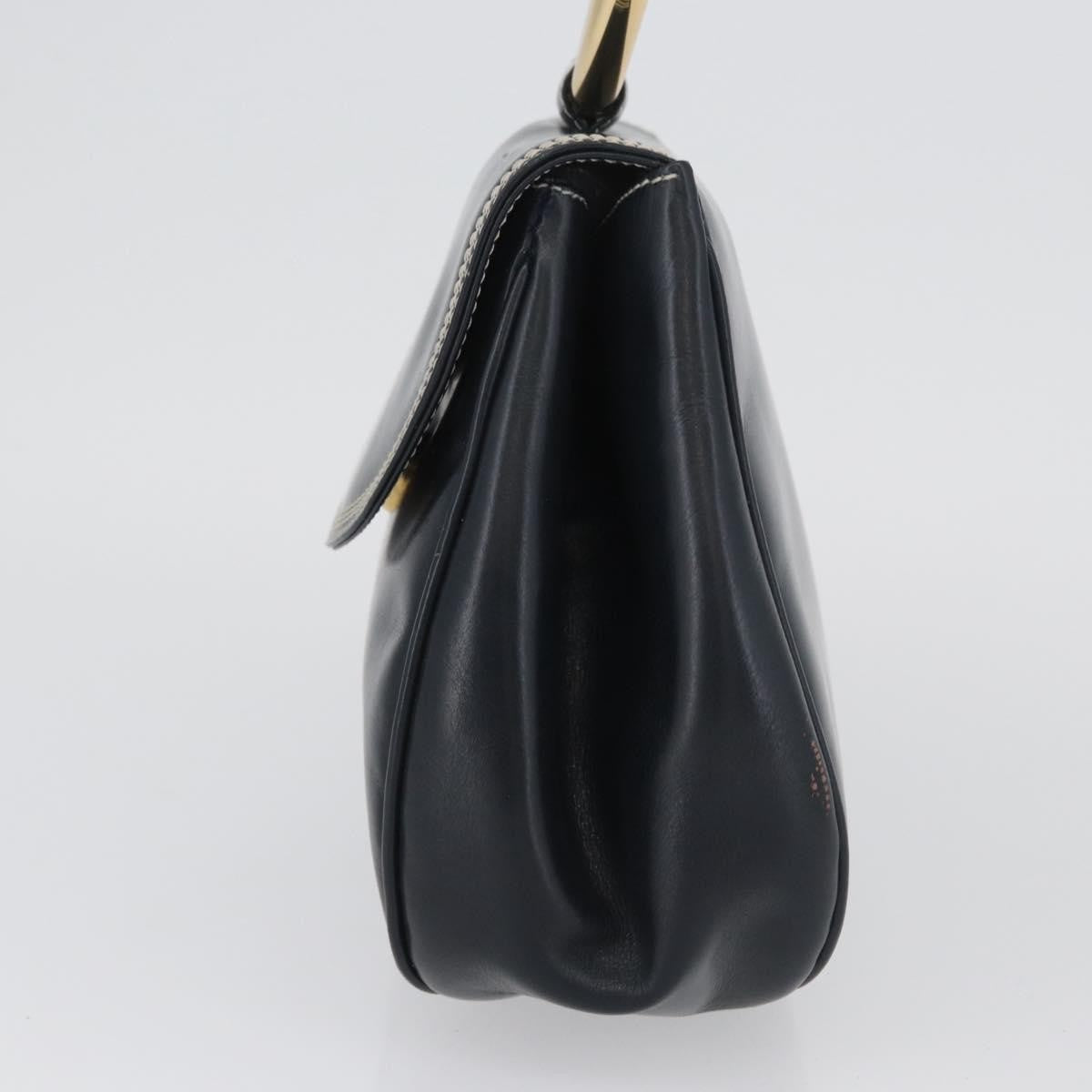 Loewe LOEWE Hand Bag Leather Navy Gold Authentic BA11340