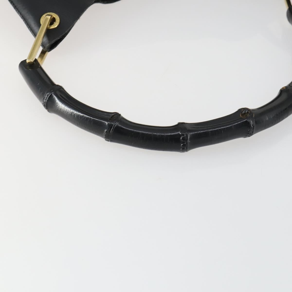 Gucci GUCCI Bamboo Shoulder Bag Leather Black Gold 001 1998 1883 Authentic 161727