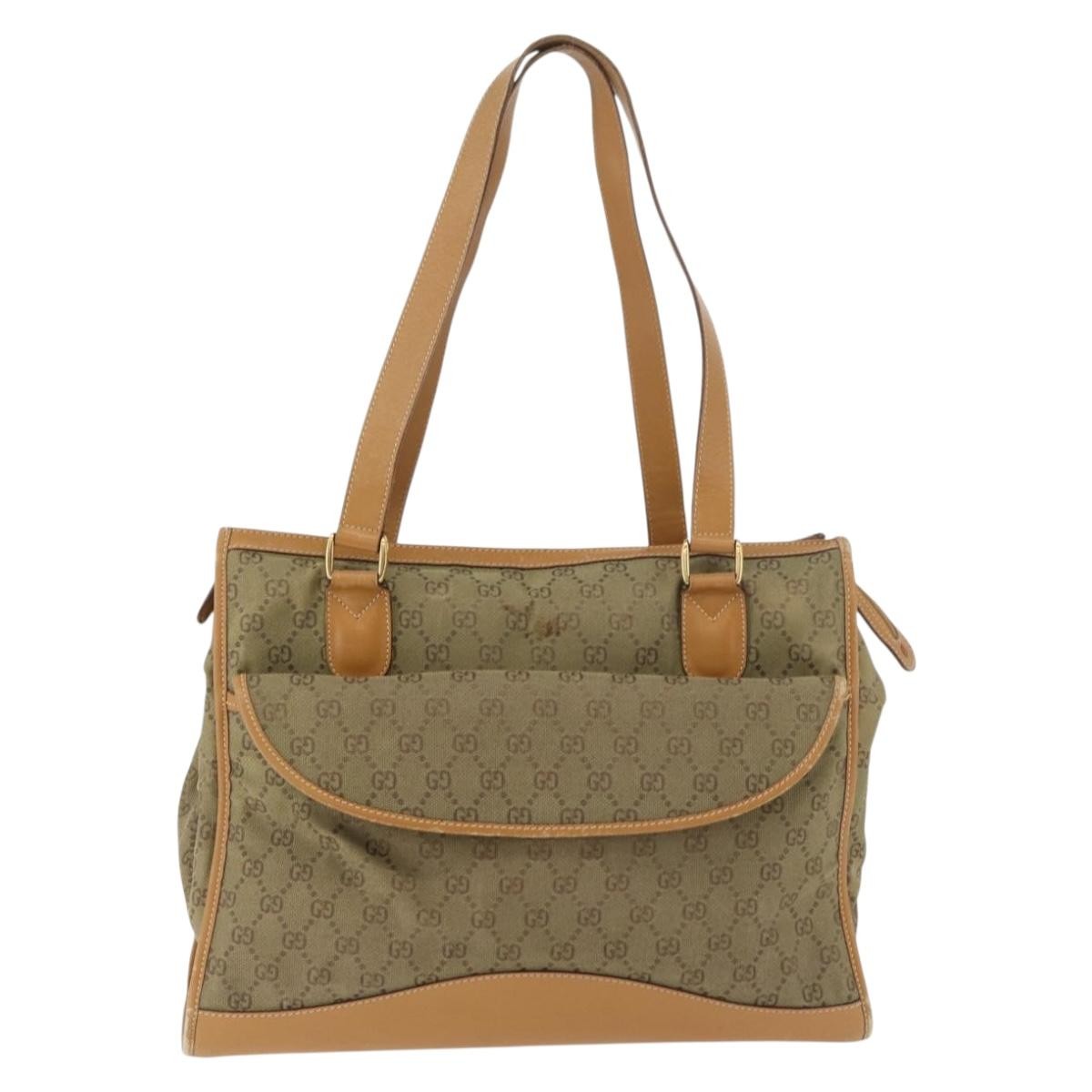 Gucci GUCCI GG Canvas Tote Bag Khaki Gold Authentic 178301