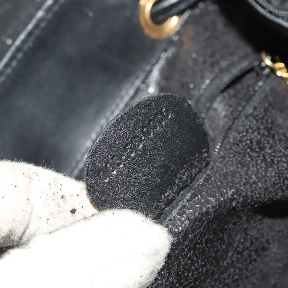 Gucci GUCCI Bamboo Backpack Leather Black Authentic th5812 Bag
