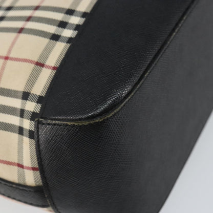 Burberry BURBERRY Nova Check Tote Bag Canvas Beige Silver Authentic BA5979