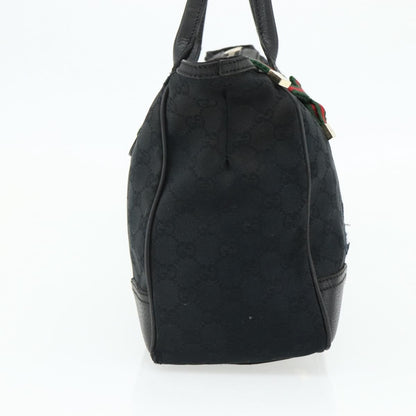 Gucci GUCCI GG Canvas Web Sherry Line Hand Bag Black Gold Red 177052 Authentic mr2358