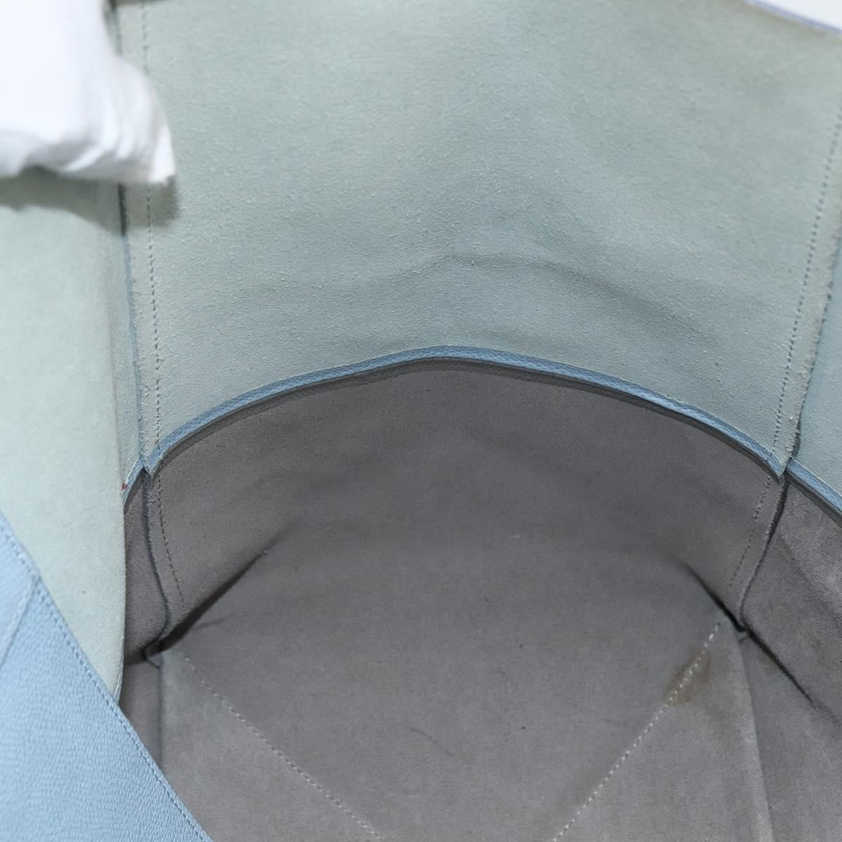 Celine CELINE Horizontalkava Tote Bag Leather Light Blue Silver Authentic BA10939