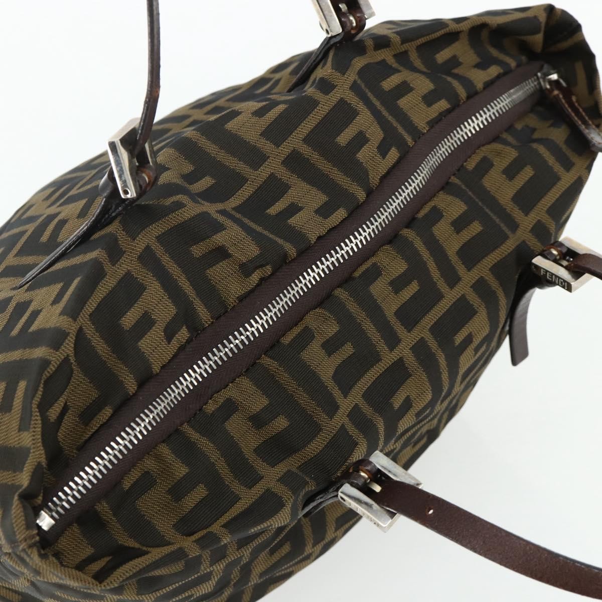 Fendi FENDI Zucca Canvas Hand Bag Black Brown Authentic 175169
