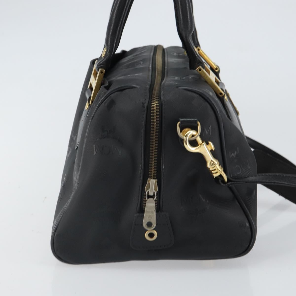 MCM MCM Vicetos Logogram Hand Bag PVC 2way Black Gold Authentic 160735