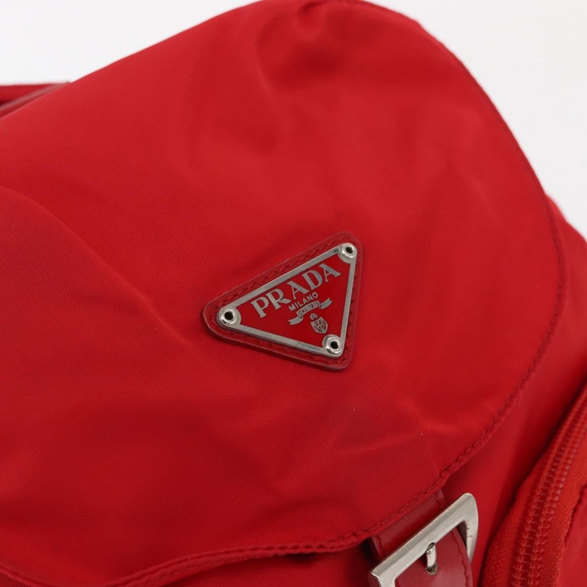 Prada PRADA Backpack Nylon Red Silver Authentic 164789 Bag